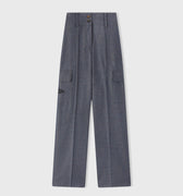 Retori Embroidered Cargo Pants Denim Blu - Ready To Wear - Luxury Cargo Pants for Women