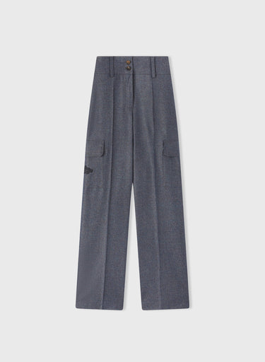 Retori Embroidered Cargo Pants Denim Blu - Ready To Wear - Luxury Cargo Pants for Women