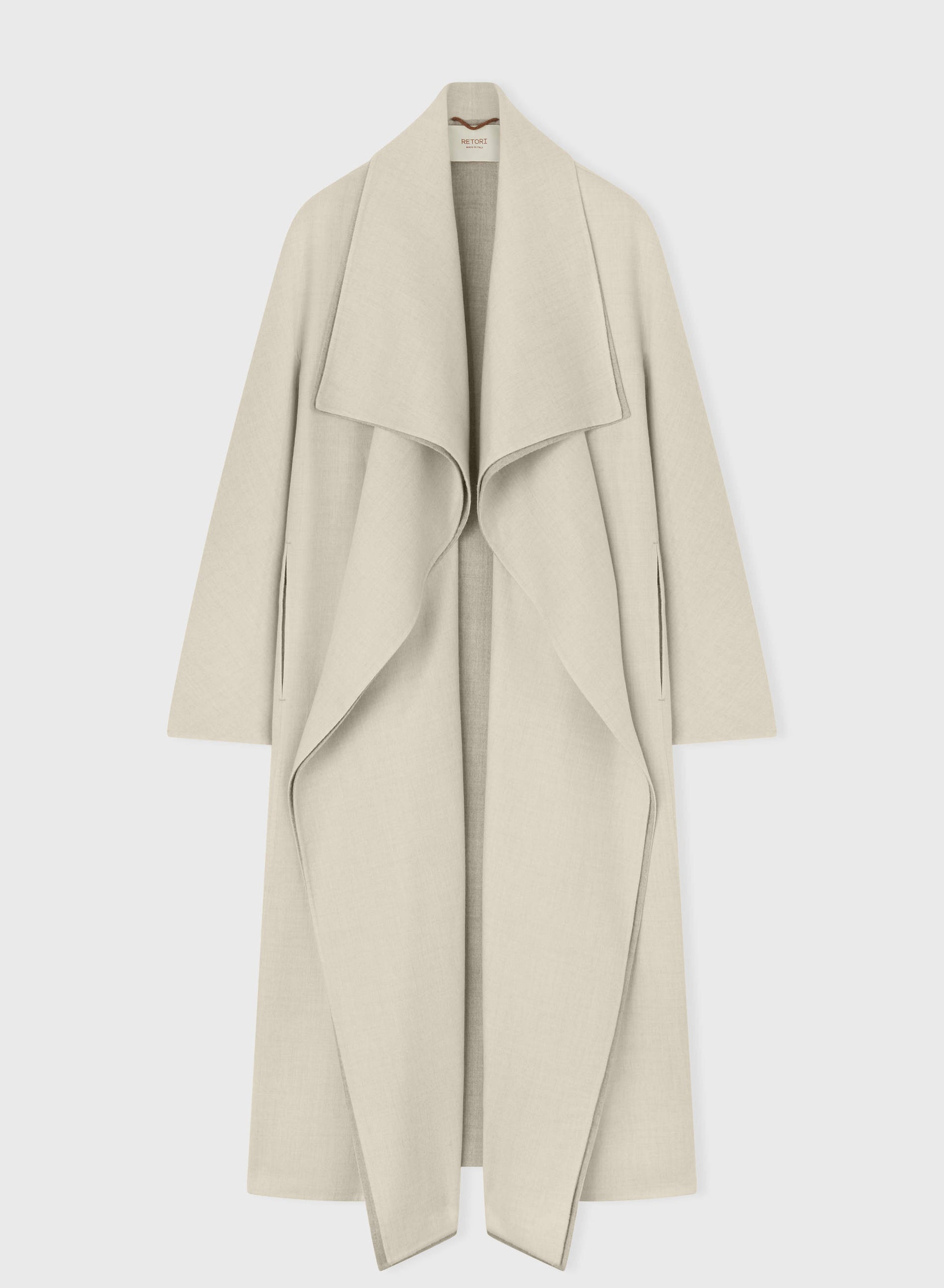 Double Shawl Collar Coat Ivory And Natural - Luxury Coats 