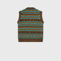Retori Jacquard Weaved Vneck Vest Chocolate And Turquoise - Ready To Wear - Luxury Vests for Men