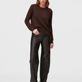 Retori Damier Wool And Silk Jacquard Crewneck Chocolate - Knitwear - Luxury Sweaters for Women - Full Model