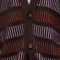 Retori Windows Long Cardigan Chocolate, Clay And Iris - Knitwear - Luxury Cardigans for Women - Detail Buttons