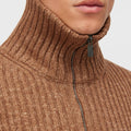 Retori Ribbed Zip Up Mock Neck Clay - Knitwear - Luxury Sweaters for Men and Women - Detail Neck Man