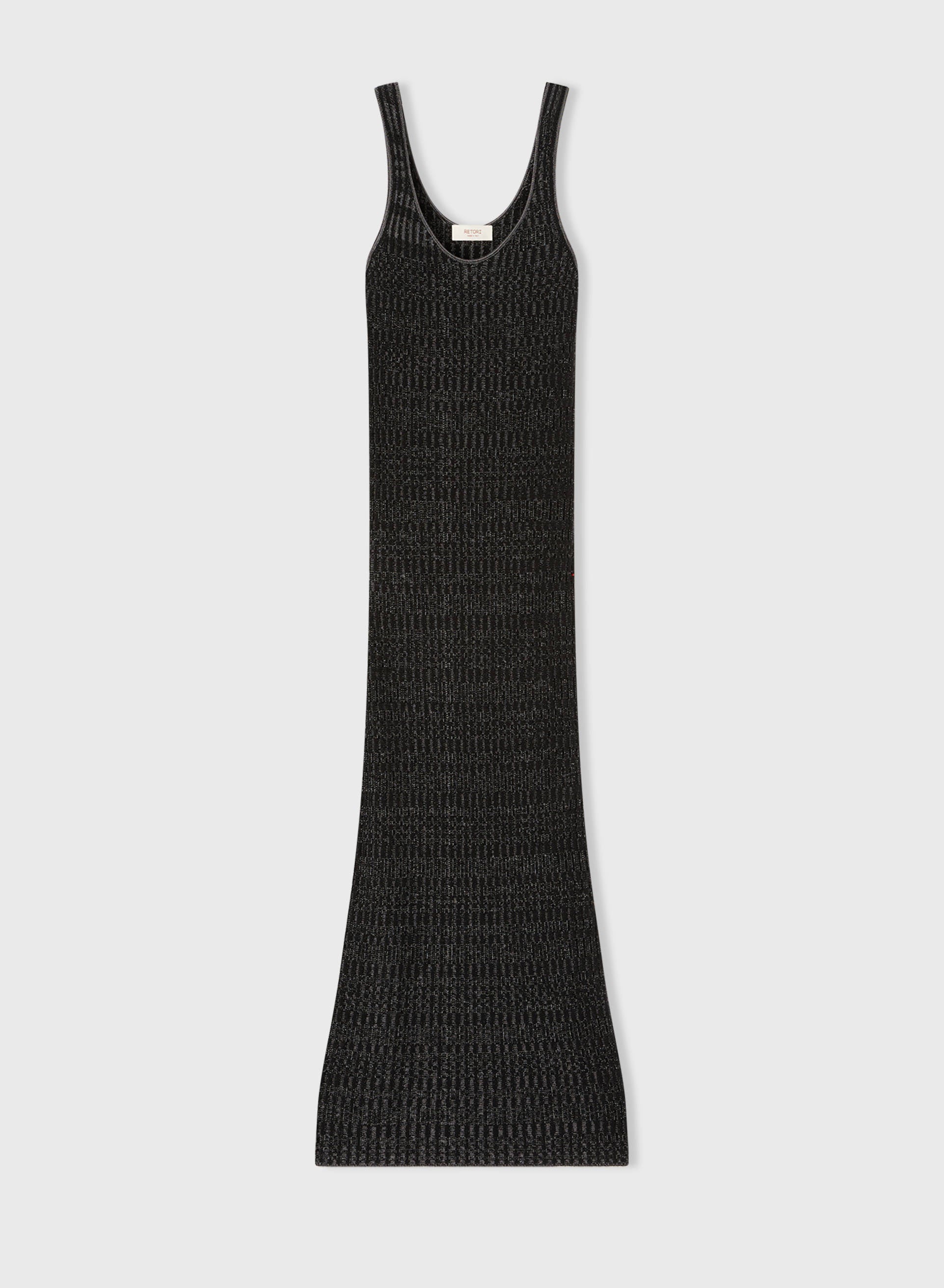 Retori Jacquard Sleeveless Scoop Neck Dress With Vanise' Details Black - Knitwear - Luxury Dresses for Women