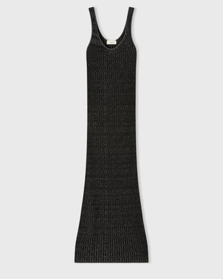 Retori Jacquard Sleeveless Scoop Neck Dress With Vanise' Details Black - Knitwear - Luxury Dresses for Women