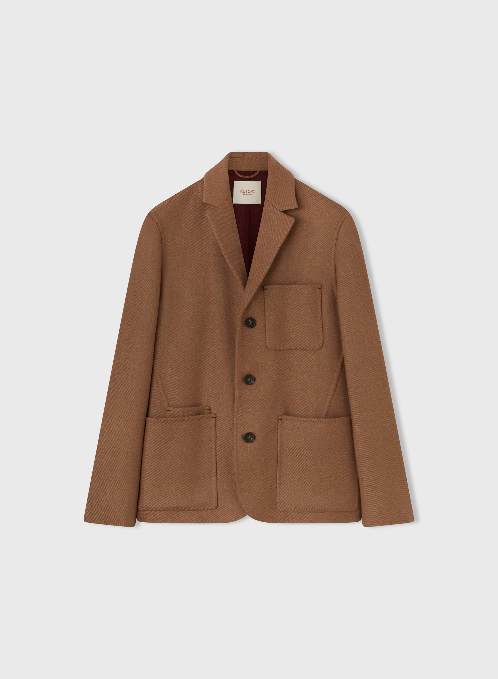 Retori Double Finishing Bicolor Cardi Blazer With Needle Pin Detail Camel And Amaranto - Ready To Wear - Luxury Coats & Jackets for Men