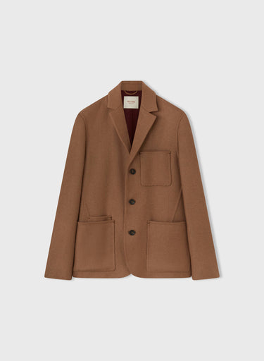 Retori Double Finishing Bicolor Cardi Blazer With Needle Pin Detail Camel And Amaranto - Ready To Wear - Luxury Coats & Jackets for Men