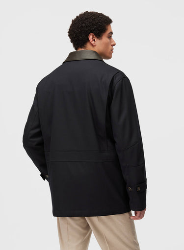 Retori Field Jacket With Leather Details Navy And Camel - Ready To Wear - Luxury Coats & Jackets for Men - Back