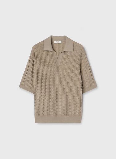 Retori Micro Argyle Polo Sand - Knitwear - Luxury Polos for Men