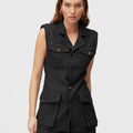 Retori Heavy Jersey Saharienne Vest Black - Ready To Wear - Luxury Vests for Women - Front