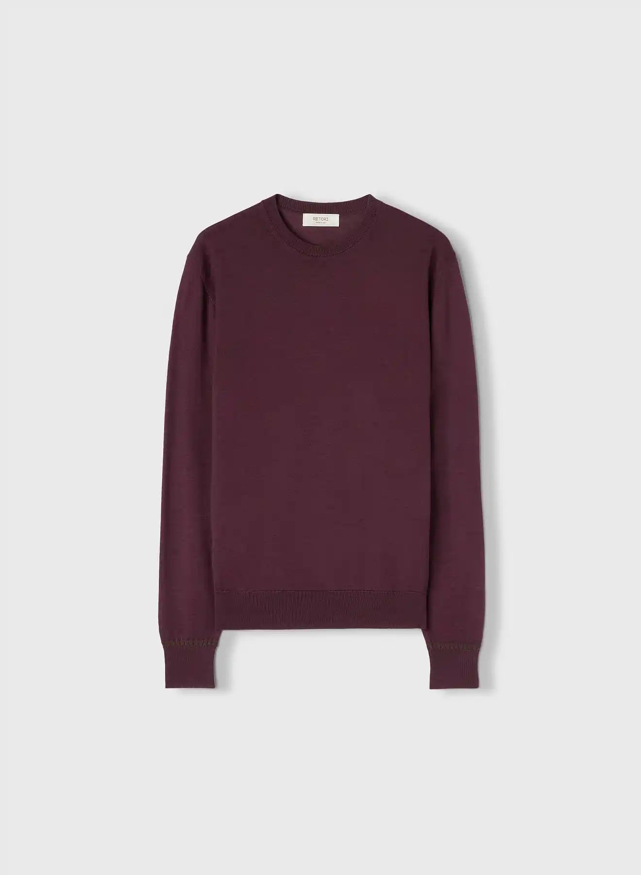 Retori Cuff Micro Check Detail Crewneck Amaranth And Green - Knitwear - Luxury Sweaters for Men