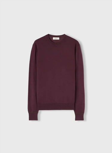 Retori Cuff Micro Check Detail Crewneck Amaranth And Green - Knitwear - Luxury Sweaters for Men