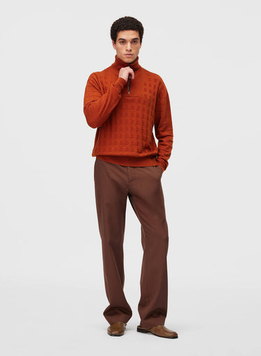 Retori Window Zip Up Mockneck Clay - Knitwear - Luxury Sweaters for Men - Full Model Alternative