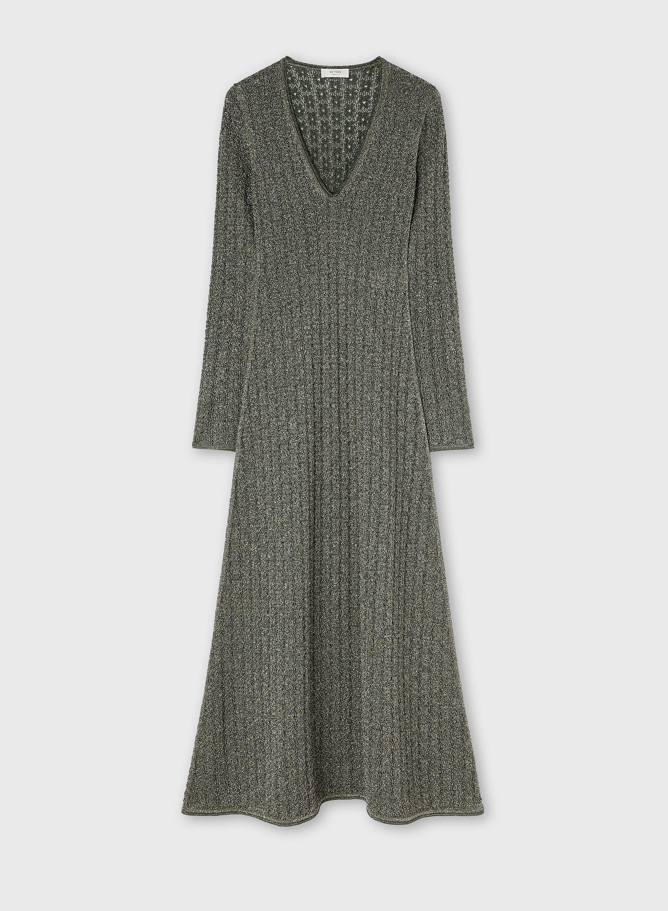 LUREX JACQUARD KNIT LONG DRESS DARK GREEN