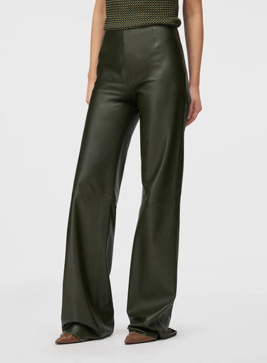 Retori Leather Pants Military Green - Ready To Wear - Luxury Trousers for Women - Front
