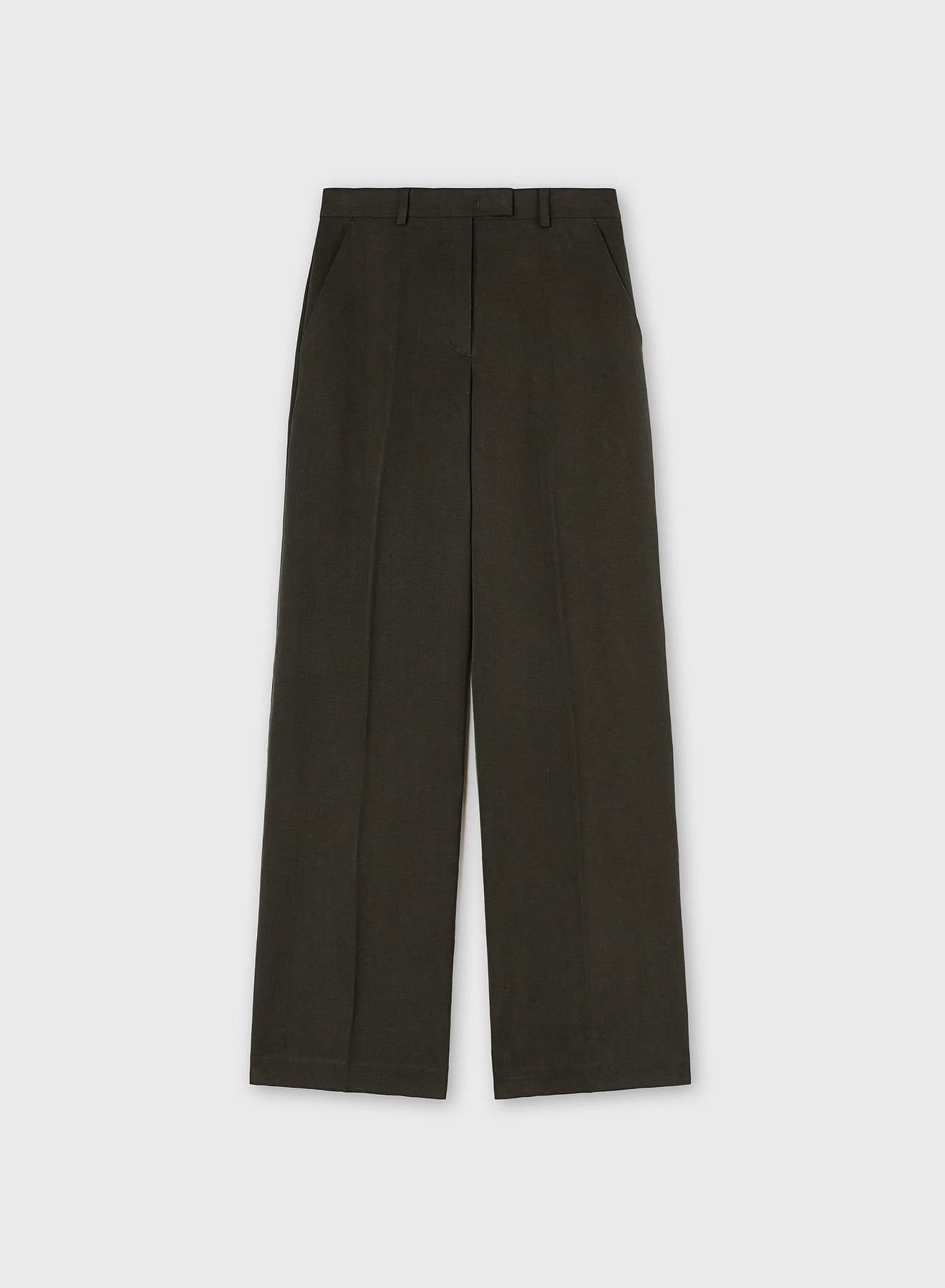 PEACH TOUCH LINEN TAILORING PANTS DARK GREEN