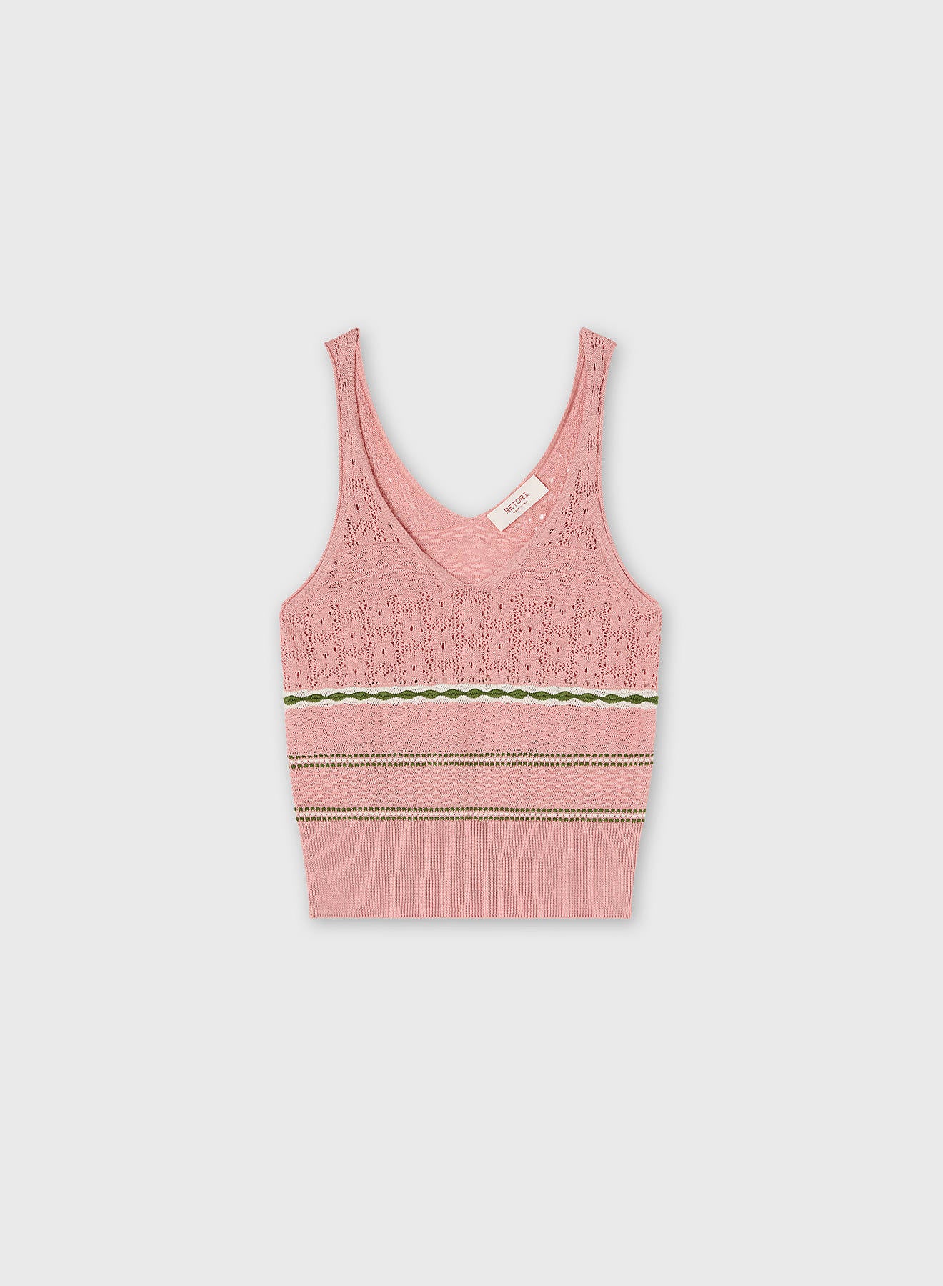 MIX STITCH KNIT TOP PINK ROSE, BUTTER, GREEN