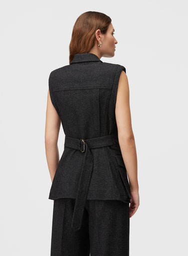 Retori Heavy Jersey Saharienne Vest Black - Ready To Wear - Luxury Vests for Women - Back