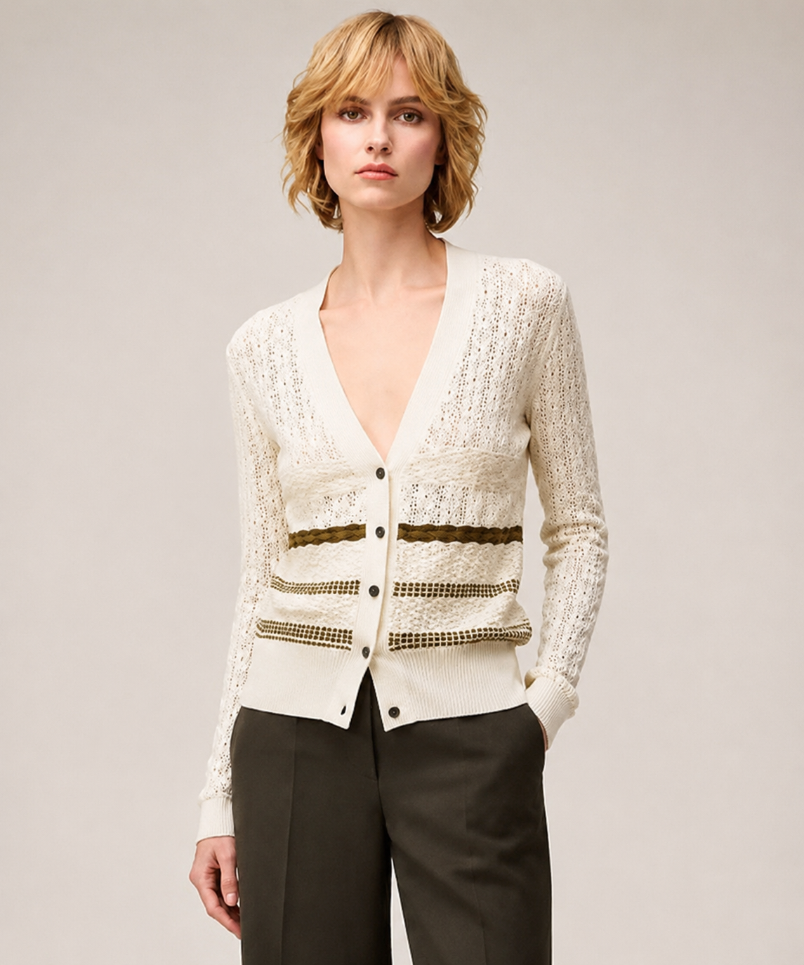 CARDIGAN IN MAGLIA MIX PUNTI