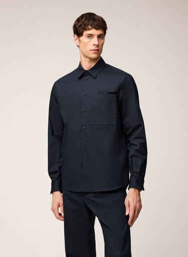 CAMICIA IN POPELINE DI COTONE ELASTICIZZATO CON RICAMO