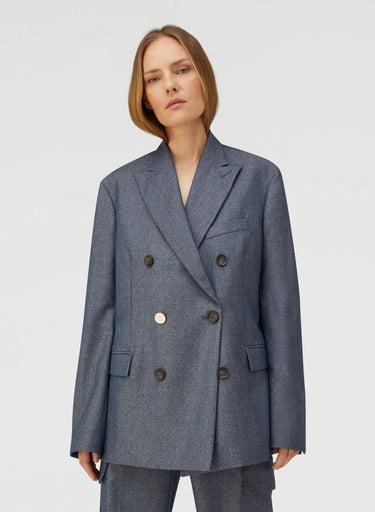 Retori Double Breasted Blazer Denim Blu - Ready To Wear - Luxury Coats & Jackets for Women