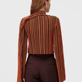 Retori Striped Scarf Crewneck Chocolate And Orange - Knitwear - Luxury Sweaters for Women - Back