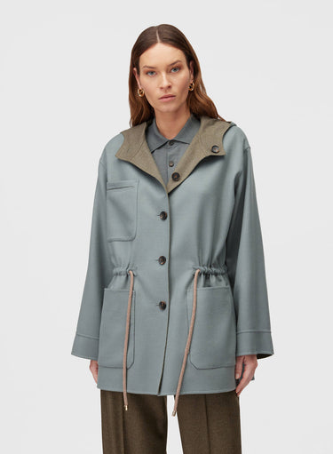 Retori Double Rope Reversible Parka Sage And Grey - Ready To Wear - Luxury Parkas for Women - Reversed Front