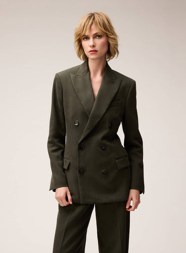 BLAZER DOPPIOPETTO IN LINO MANO PESCA