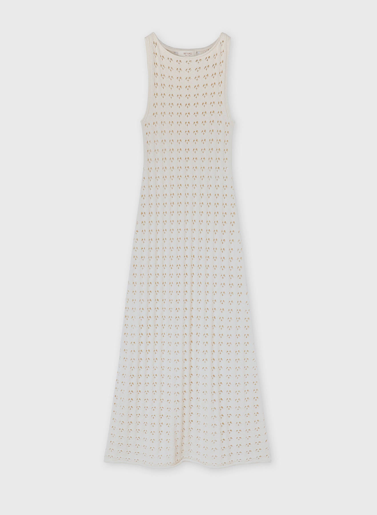 COTTON AND SILK OPENWORK KNIT DRESS BUTTER
