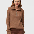 Retori Ribbed Zip Up Mock Neck Clay - Knitwear - Luxury Sweaters for Men and Women - Front Woman