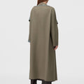 Retori Double Shawl Collar Coat Sage And Grey - Ready To Wear - Luxury Overcoats for Women - Back Model