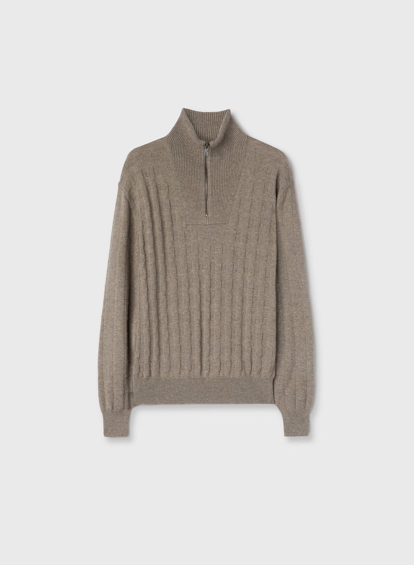Retori Window Zip Up Mockneck Sand - Knitwear - Luxury Sweaters for Men