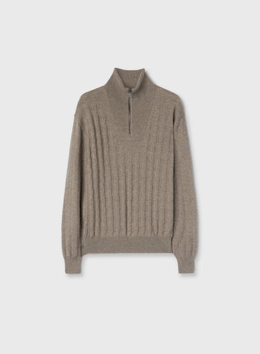 Retori Window Zip Up Mockneck Sand - Knitwear - Luxury Sweaters for Men