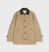 Retori Field Jacket With Leather Details Sand And Chocolate - Ready To Wear - Luxury Coats & Jackets for Men