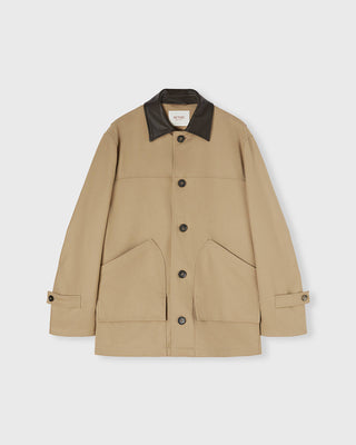 Retori Field Jacket With Leather Details Sand And Chocolate - Ready To Wear - Luxury Coats & Jackets for Men
