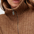 Retori Ribbed Zip Up Mock Neck Clay - Knitwear - Luxury Sweaters for Men and Women - Detail Neck Woman
