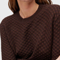 Retori Damier Wool And Silk Jacquard Crewneck Chocolate - Knitwear - Luxury Sweaters for Women - Detail