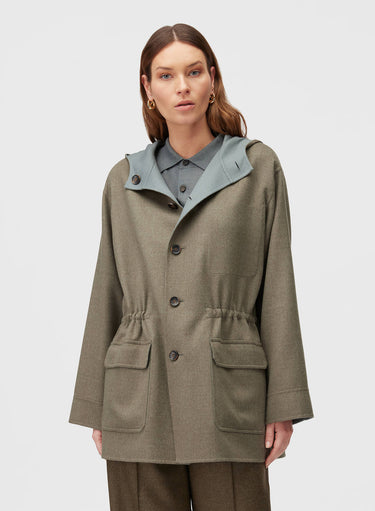 Retori Double Rope Reversible Parka Sage And Grey - Ready To Wear - Luxury Parkas for Women - Front