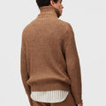 Retori Ribbed Zip Up Mock Neck Clay - Knitwear - Luxury Sweaters for Men and Women - Back Man