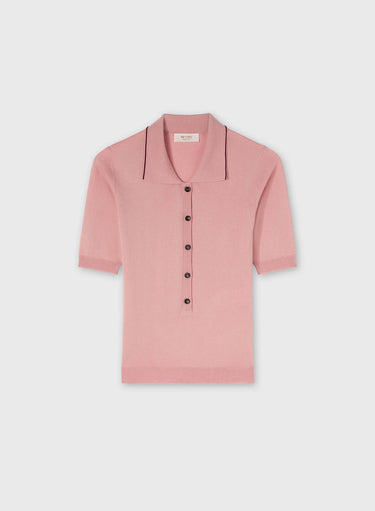 POLO IN MAGLIA RASATA CON DETTAGLIO RIGA A CONTRASTO