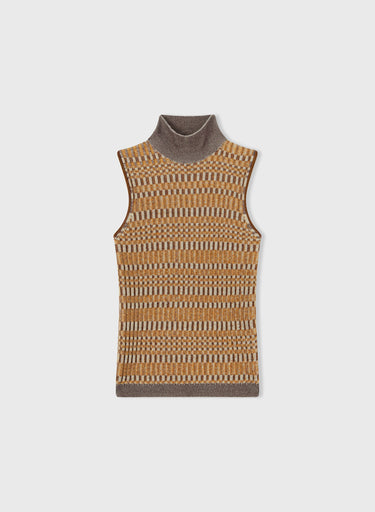 Retori Jacquard Sleeveless Turtleneck With Vanise' Details Sun - Knitwear - Luxury Sweaters for Women