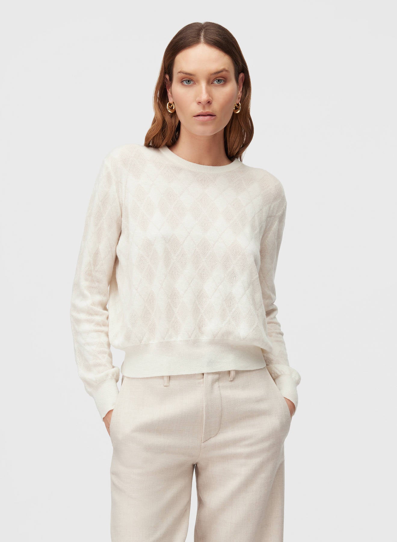 Retori Argyle Regular Crewneck Butter - Knitwear - Luxury Sweaters for Women - Front