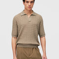 Retori Micro Argyle Polo Sand - Knitwear - Luxury Polos for Men - Front
