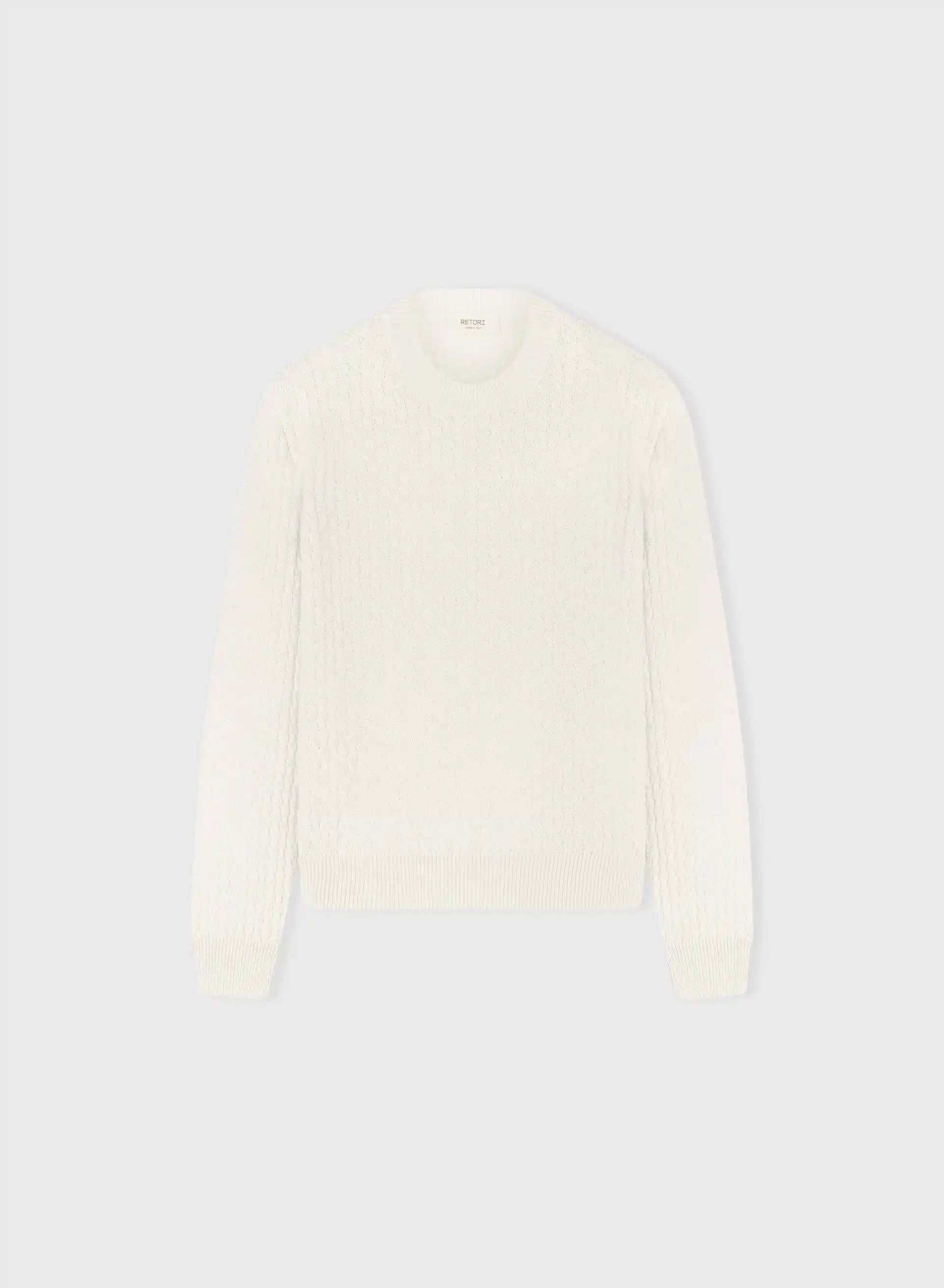 Retori Damier Wool And Silk Jacquard Crewneck Ivory - Knitwear - Luxury Sweaters for Women