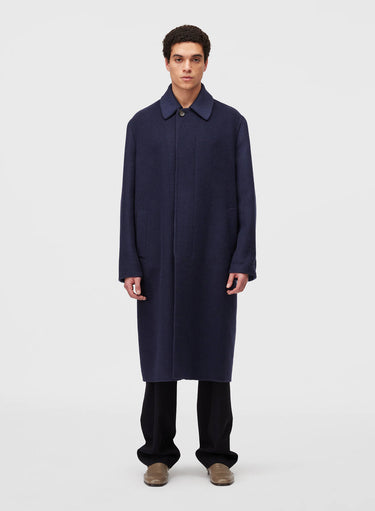 Retori Double Jacquard Coat Navy And Sky - Ready To Wear - Luxury Overcoats for Men - Full Model