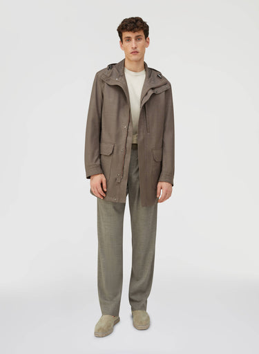 Retori Water Repellent Embroidered Natural Fiber Parka Beige - Ready To Wear - Luxury Parkas for Men