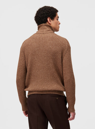 Retori Ribbed Turtleneck Clay - Knitwear - Luxury Sweaters for Men and Women - Back Man