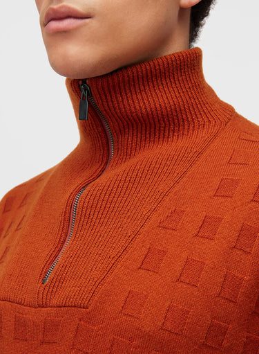 Retori Window Zip Up Mockneck Clay - Knitwear - Luxury Sweaters for Men - Detail