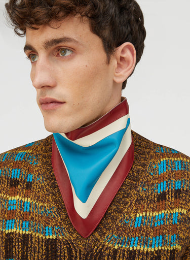 Retori Jacquard Weaved Vneck Vest Chocolate And Turquoise - Ready To Wear - Luxury Vests for Men