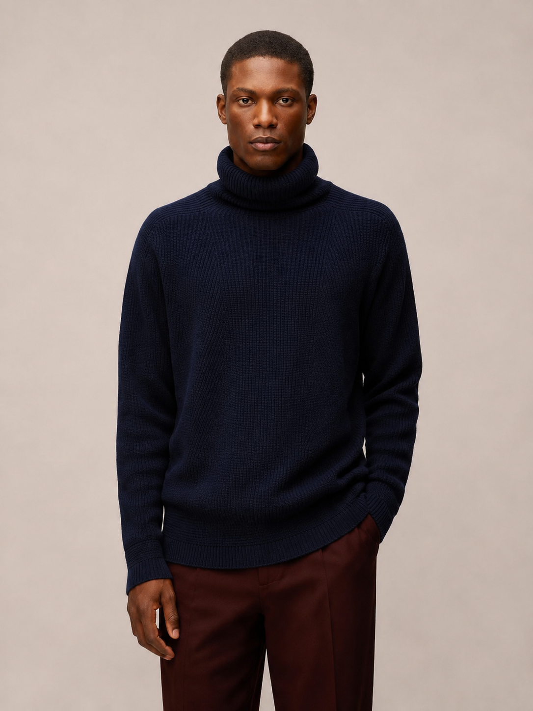 MAGLIONE A COLLO ALTO A COSTE IN CASHMERE